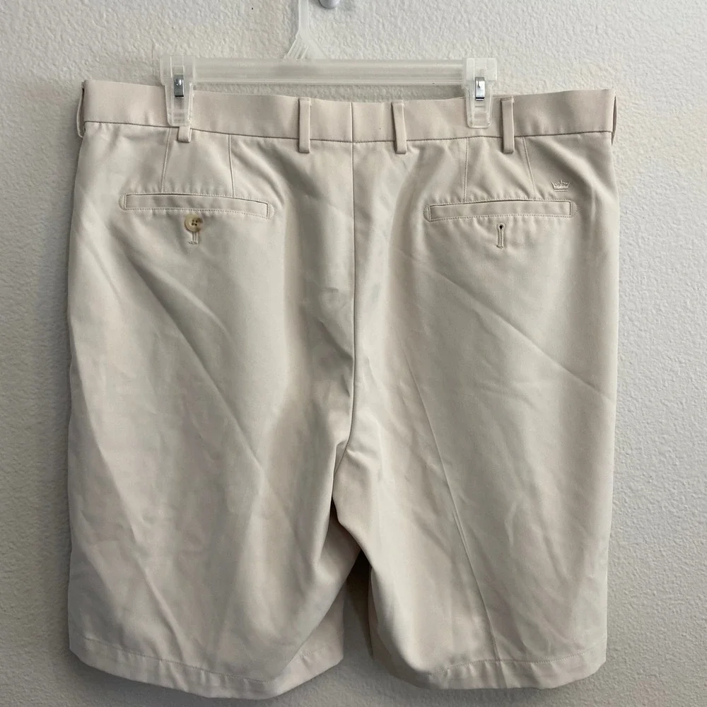 Peter Millar Mens 38 Beige Performance Wicking Golf Shorts Good Solid Khaki Flaw
